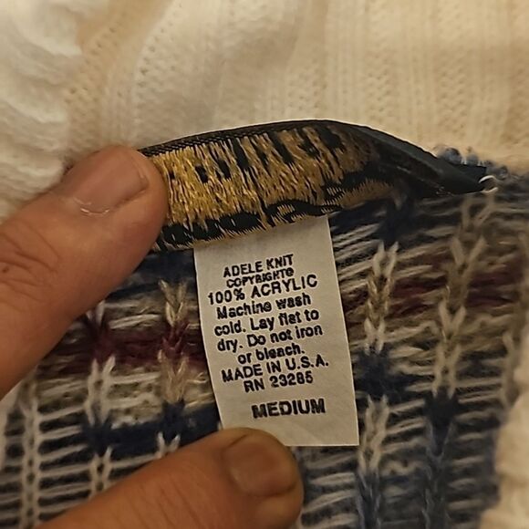 Donna Scott Vintage Light Blue & Burgandy Floral Turtleneck Sweater medium - Picture 7 of 7